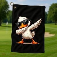 Dabbing Duck With Sunglasses Funny Cartoon Graphic Golf Towel thumb 1