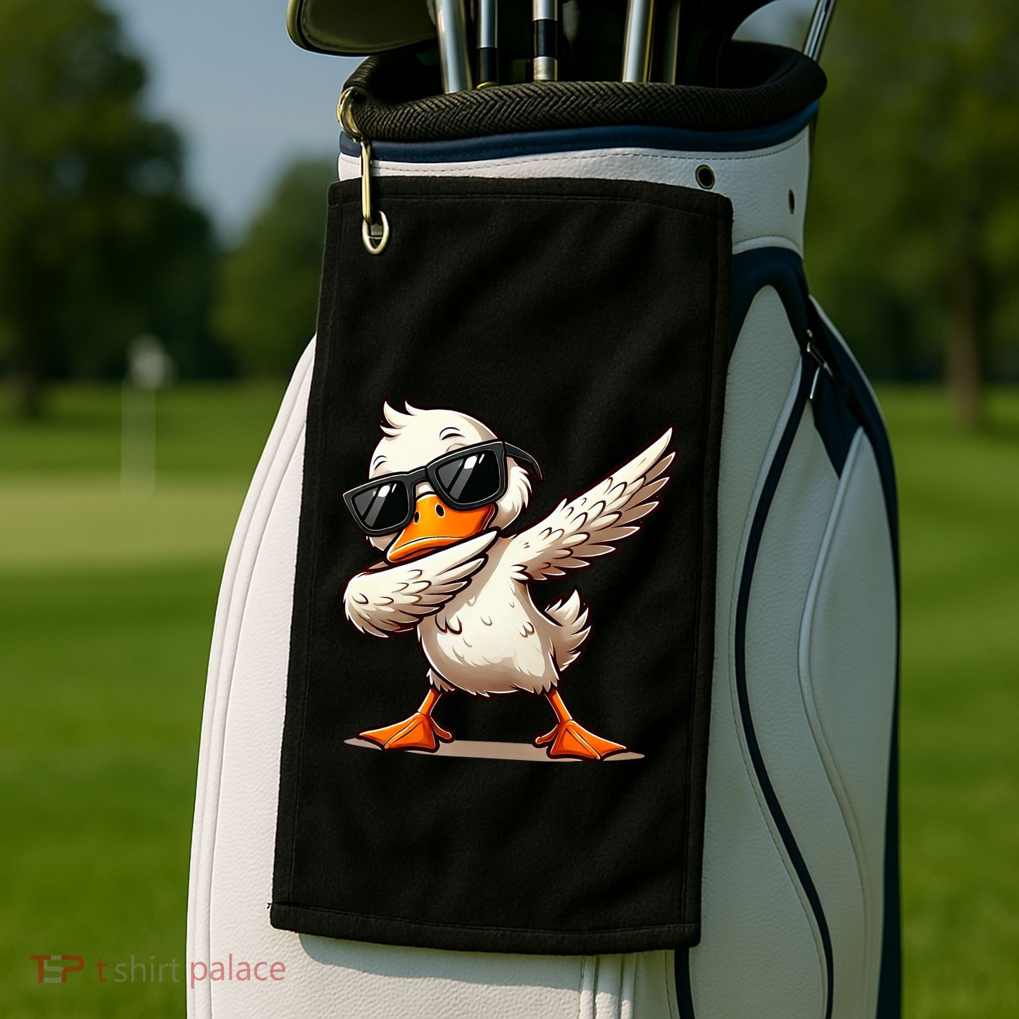 Dabbing Duck With Sunglasses Funny Cartoon Graphic Golf Towel