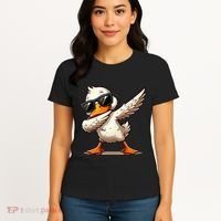 Dabbing Duck With Sunglasses Funny Cartoon Graphic Women's T-Shirt thumb 4