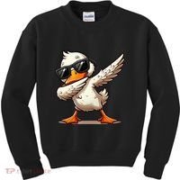 Dabbing Duck With Sunglasses Funny Cartoon Graphic Kids Sweatshirt thumb 0