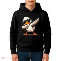 Dabbing Duck With Sunglasses Funny Cartoon Graphic Kids Hoodie thumb 4