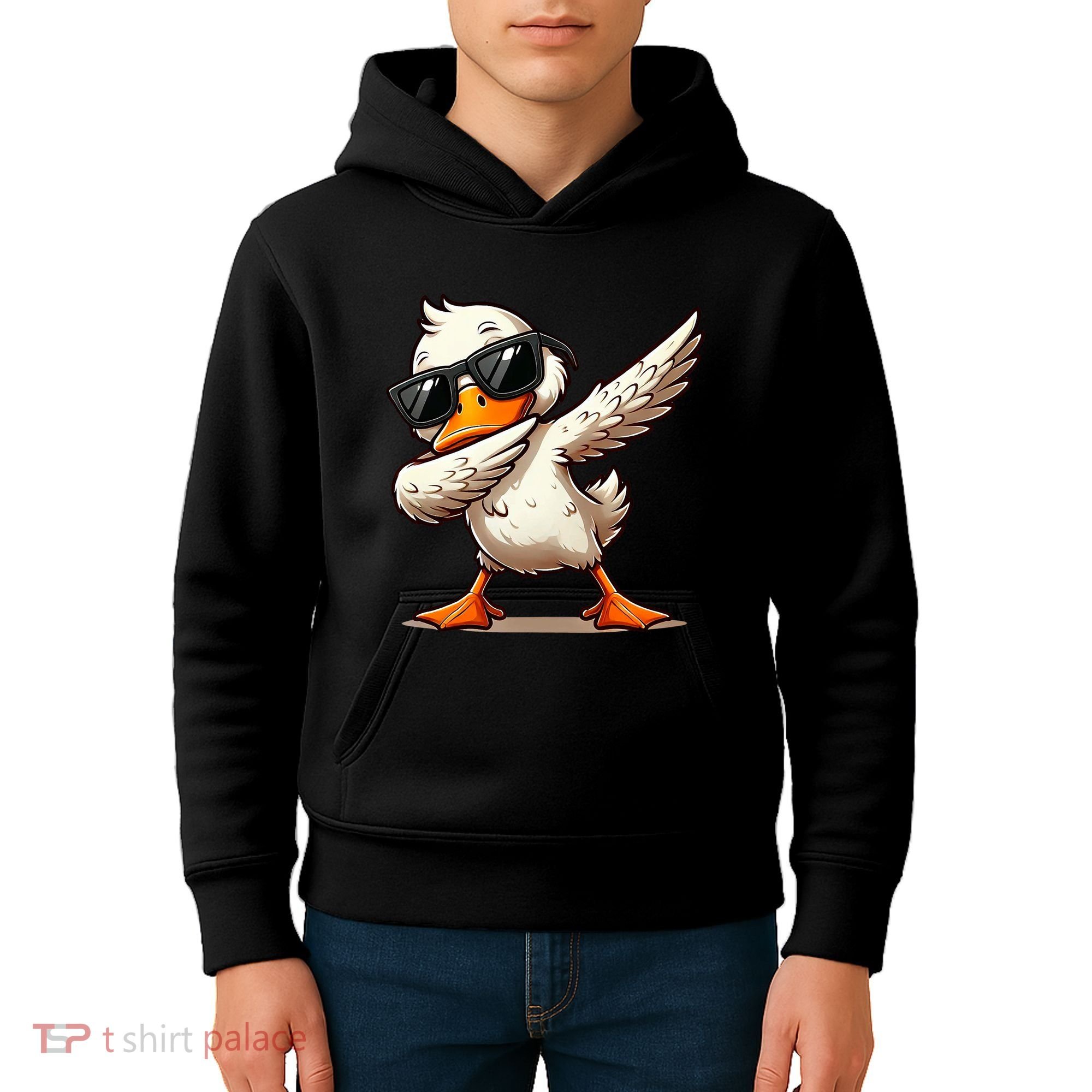 Dabbing Duck With Sunglasses Funny Cartoon Graphic Kids Hoodie