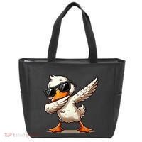 Dabbing Duck With Sunglasses Funny Cartoon Graphic Tote Bag thumb 0