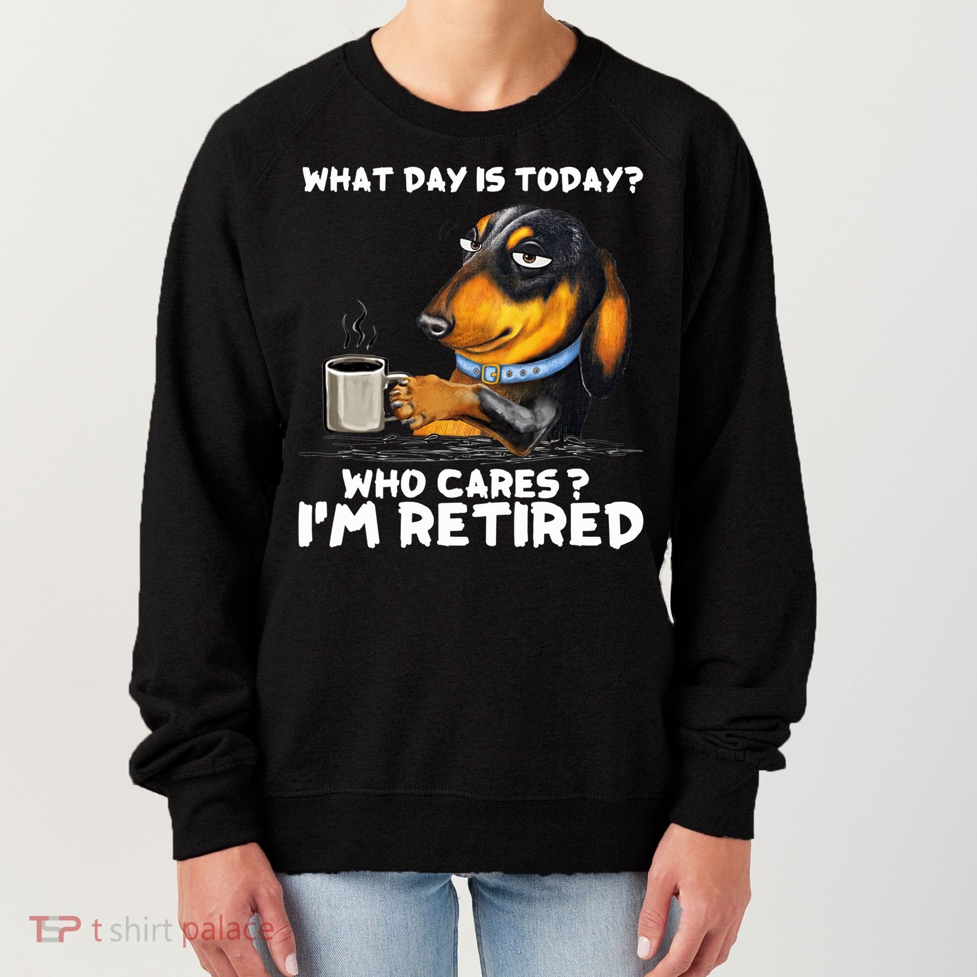 Dachshudn Dog What Day Is Today Who Care I‘m Retired Gift Women's Sweatshirt