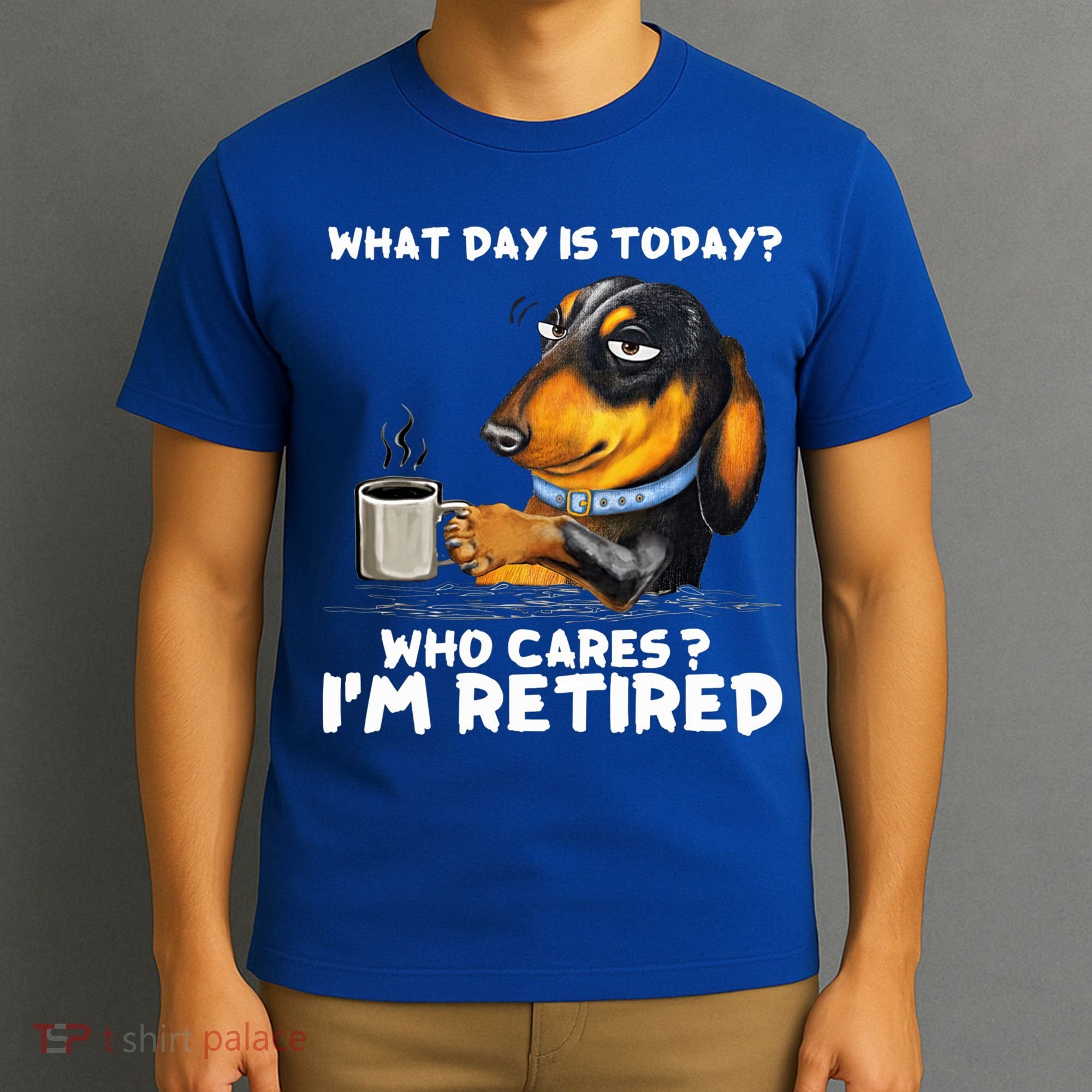 Dachshudn Dog What Day Is Today Who Care I‘m Retired Gift T-Shirt