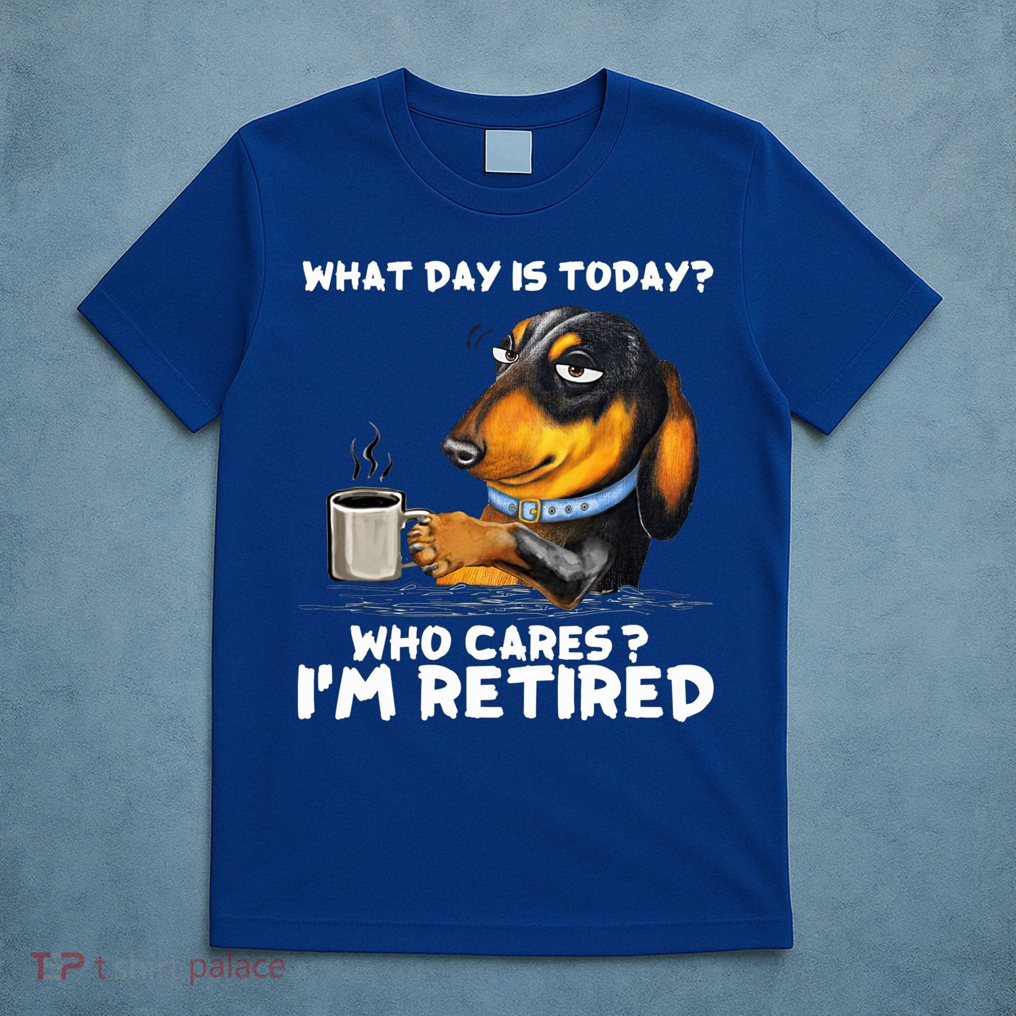 Dachshudn Dog What Day Is Today Who Care I‘m Retired Gift T-Shirt