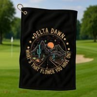 Delta Dawn WhatS That Flower You Have On Western Road Golf Towel thumb 1