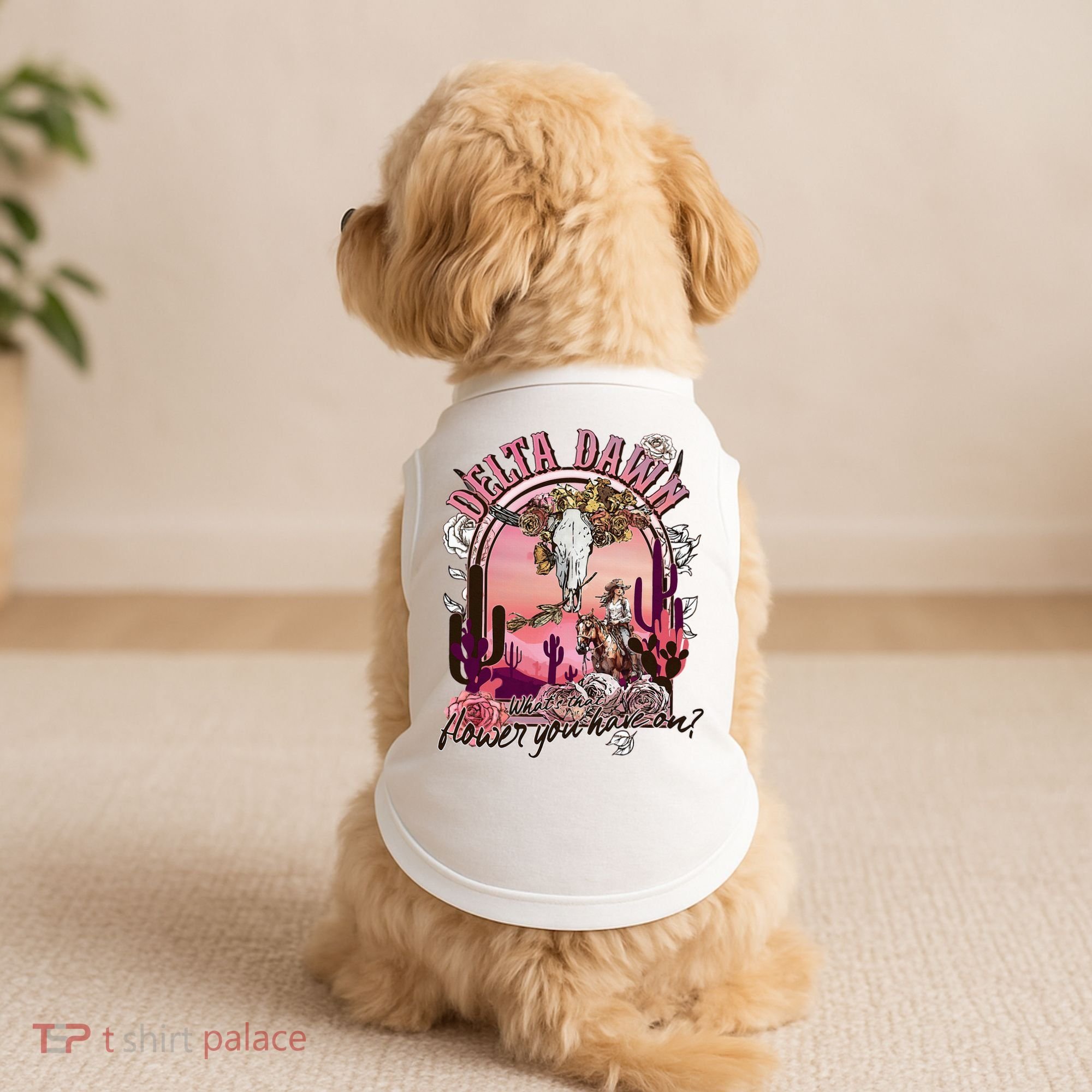 Delta Dawn WhatS That Flower You Have On Western Country Doggie Tank