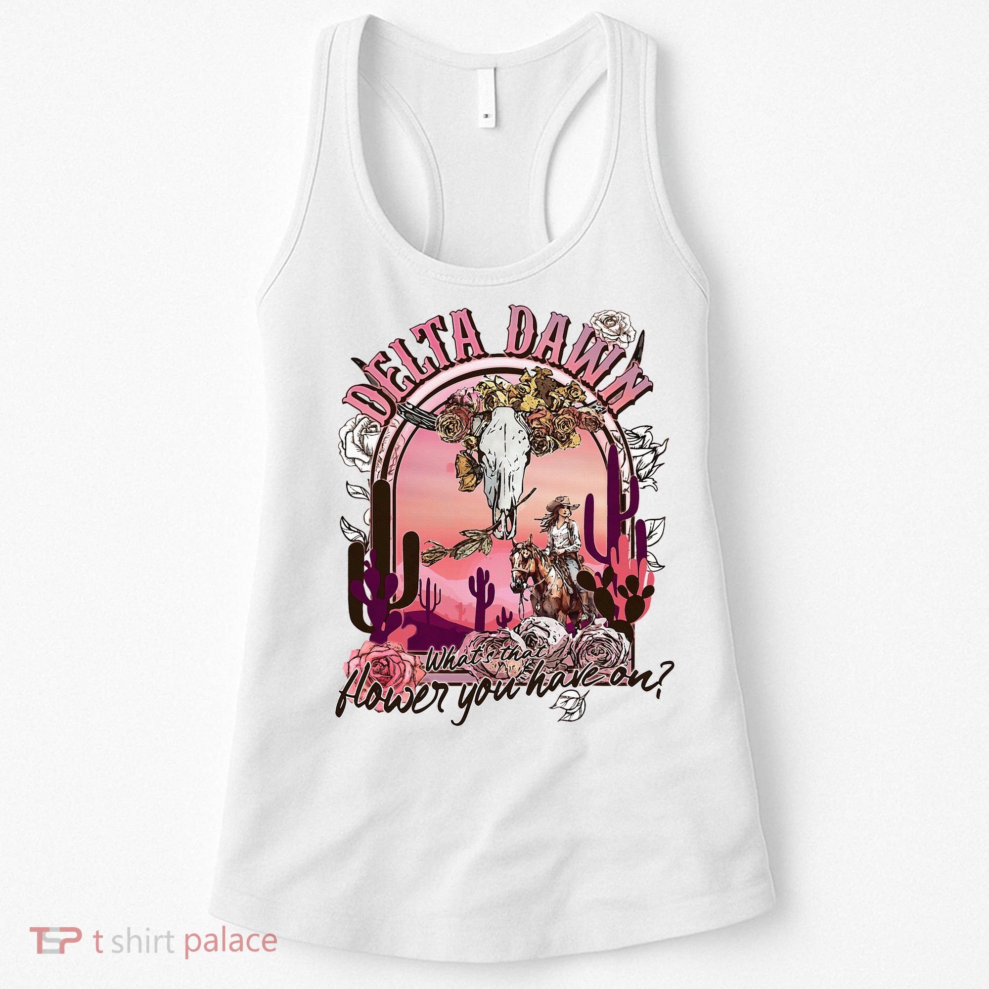 Delta Dawn WhatS That Flower You Have On Western Country Women's Tank Top