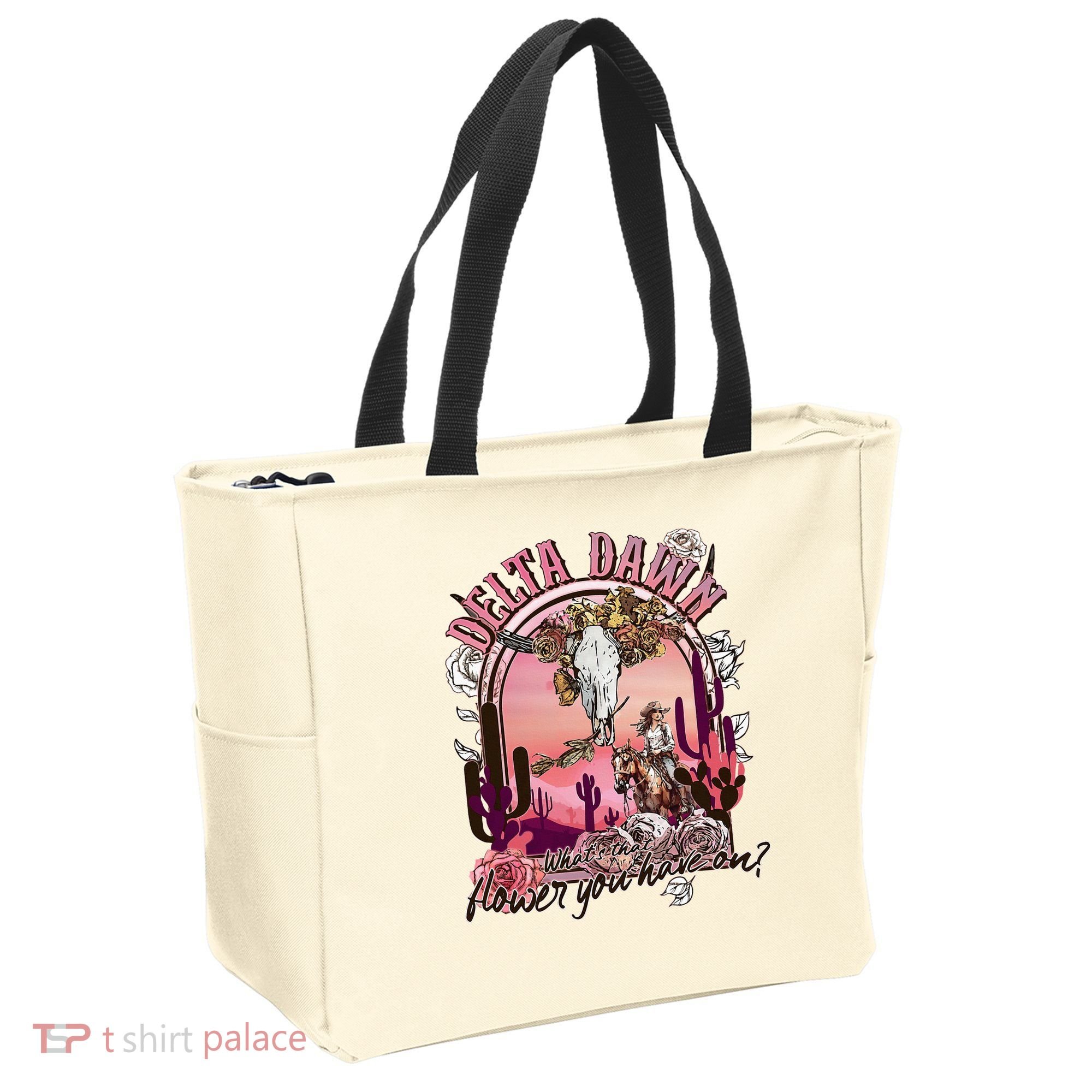 Delta Dawn WhatS That Flower You Have On Western Country Tote Bag