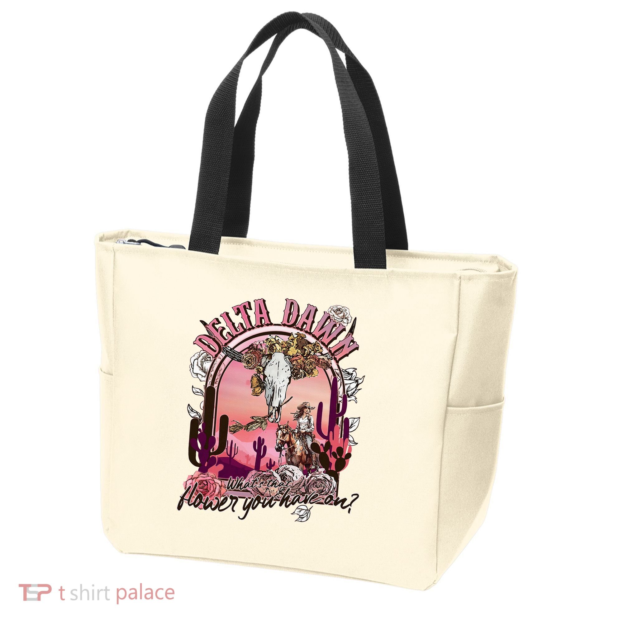 Delta Dawn WhatS That Flower You Have On Western Country Tote Bag