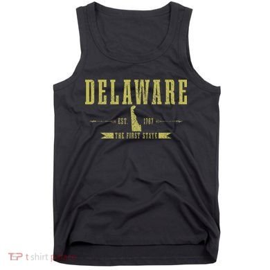 Delaware Est. 1787 The First State Pride State Map Vintage Tank Top