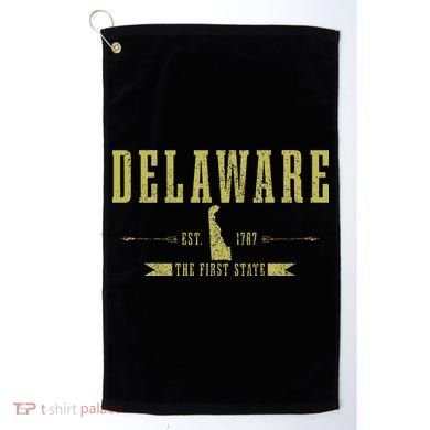 Delaware Est. 1787 The First State Pride State Map Vintage Golf Towel