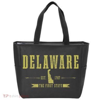 Delaware Est. 1787 The First State Pride State Map Vintage Tote Bag