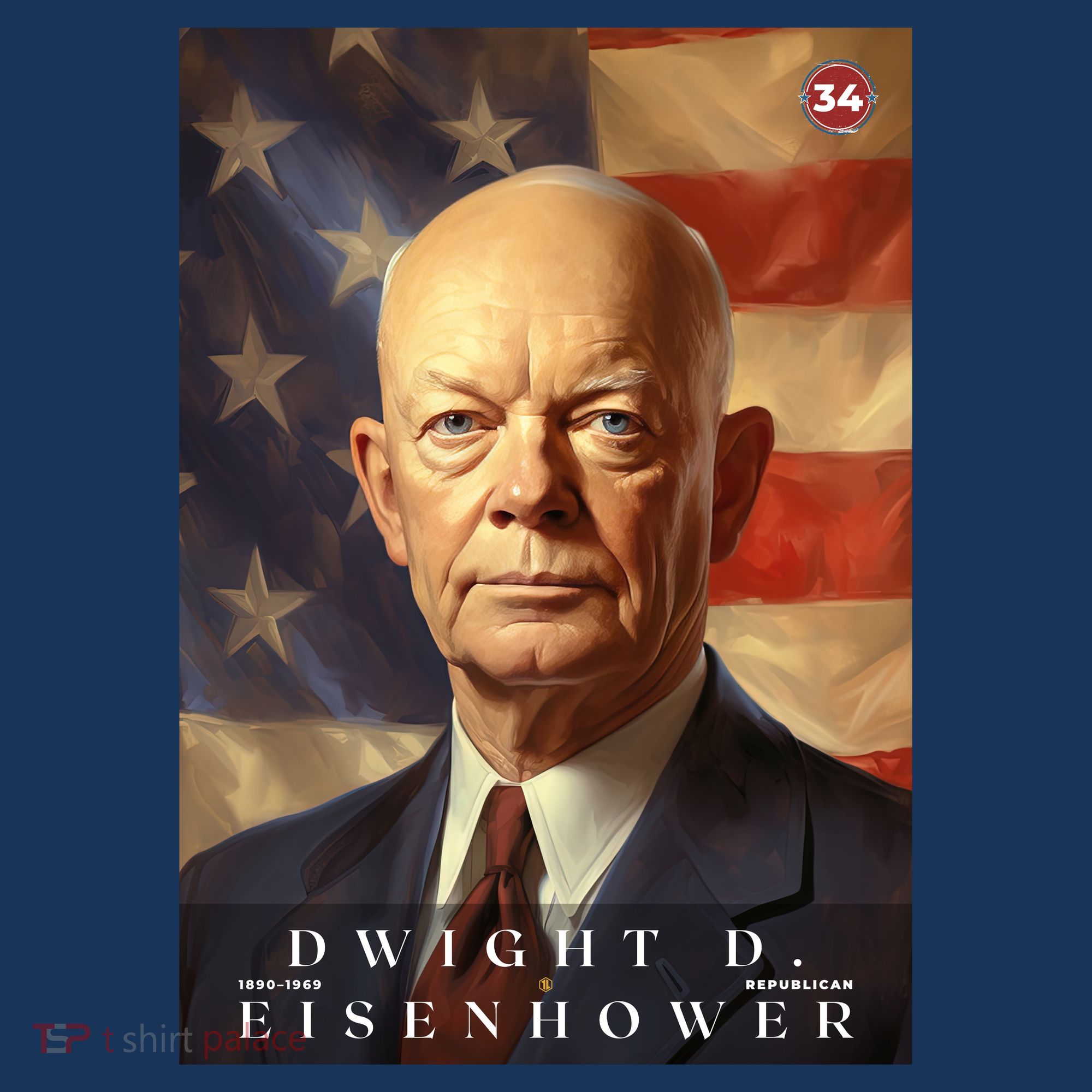 Dwight Eisenhower 34th President Of The United States Portrait T-Shirt