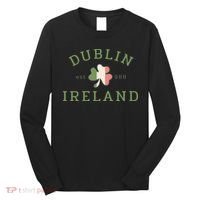 Dublin Est 988 Ireland Flag Shamrock Groovy St Patrick Day Long Sleeve Shirt thumb 0