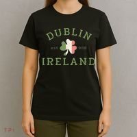 Dublin Est 988 Ireland Flag Shamrock Groovy St Patrick Day T-Shirt thumb 4