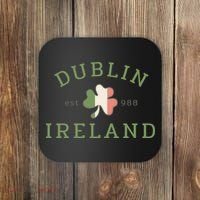 Dublin Est 988 Ireland Flag Shamrock Groovy St Patrick Day Coaster thumb 0