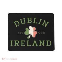 Dublin Est 988 Ireland Flag Shamrock Groovy St Patrick Day Mousepad thumb 0