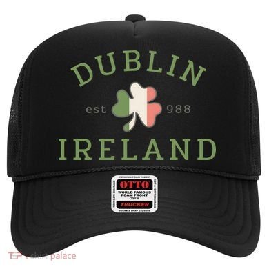 Dublin Est 988 Ireland Flag Shamrock Groovy St Patrick Day Hat