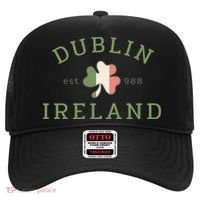 Dublin Est 988 Ireland Flag Shamrock Groovy St Patrick Day Hat thumb 0