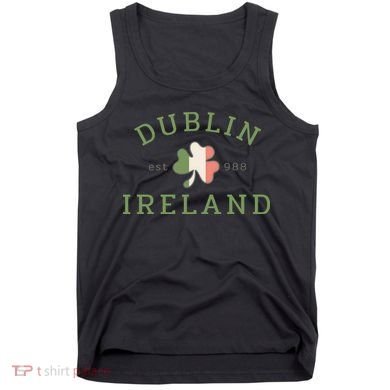 Dublin Est 988 Ireland Flag Shamrock Groovy St Patrick Day Tank Top