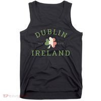 Dublin Est 988 Ireland Flag Shamrock Groovy St Patrick Day Tank Top thumb 0