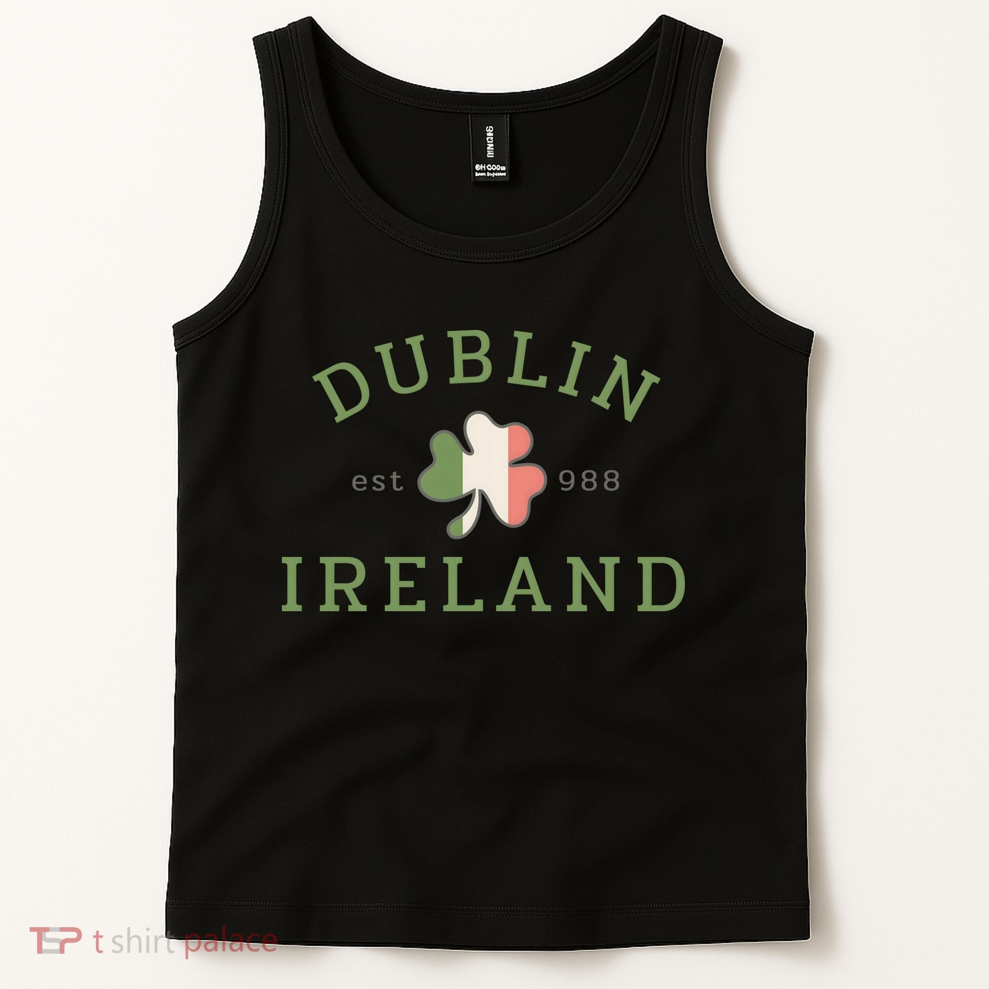 Dublin Est 988 Ireland Flag Shamrock Groovy St Patrick Day Tank Top