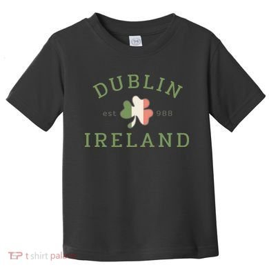 Dublin Est 988 Ireland Flag Shamrock Groovy St Patrick Day Toddler T-Shirt