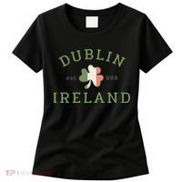Dublin Est 988 Ireland Flag Shamrock Groovy St Patrick Day Women's T-Shirt thumb 0