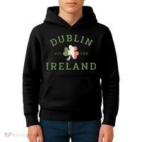 Dublin Est 988 Ireland Flag Shamrock Groovy St Patrick Day Kids Hoodie thumb 4