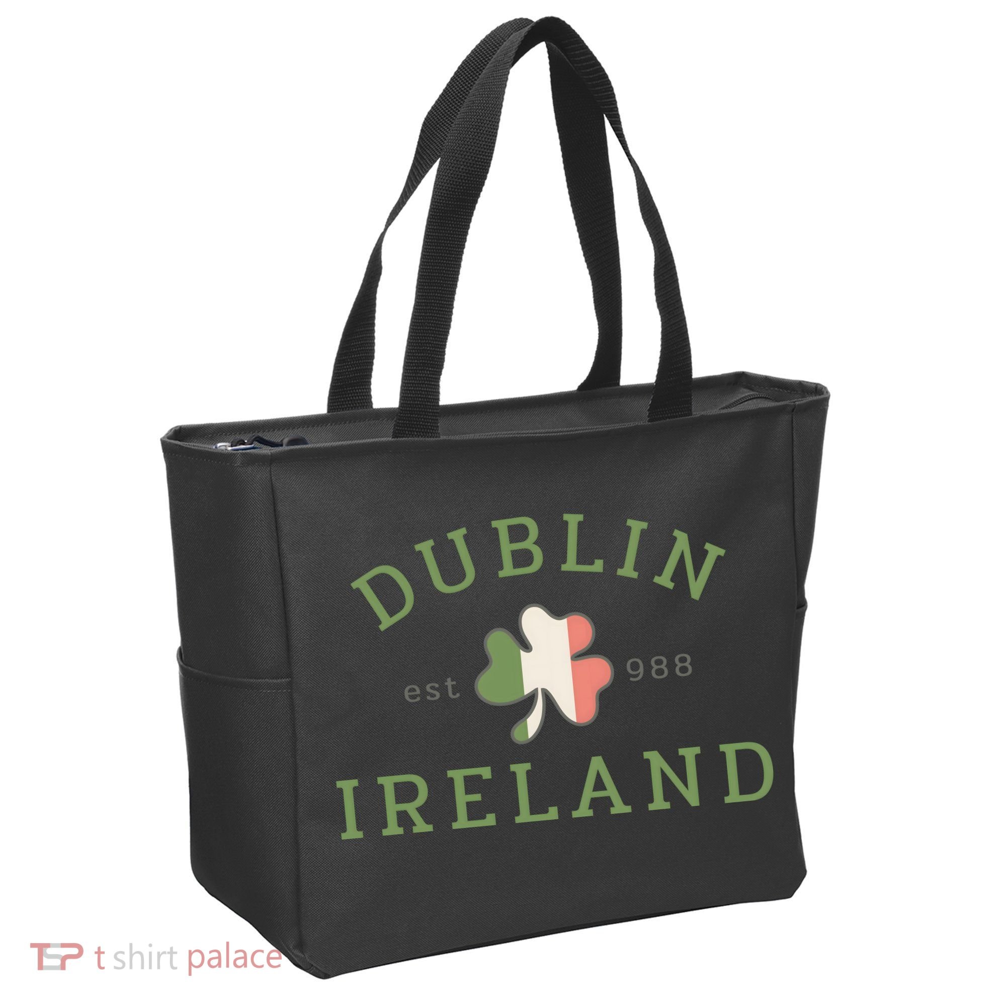 Dublin Est 988 Ireland Flag Shamrock Groovy St Patrick Day Tote Bag