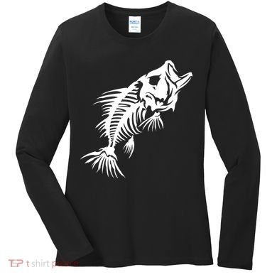 Dead Fish Skeleton X-Ray Women's Long Sleeve Shirt