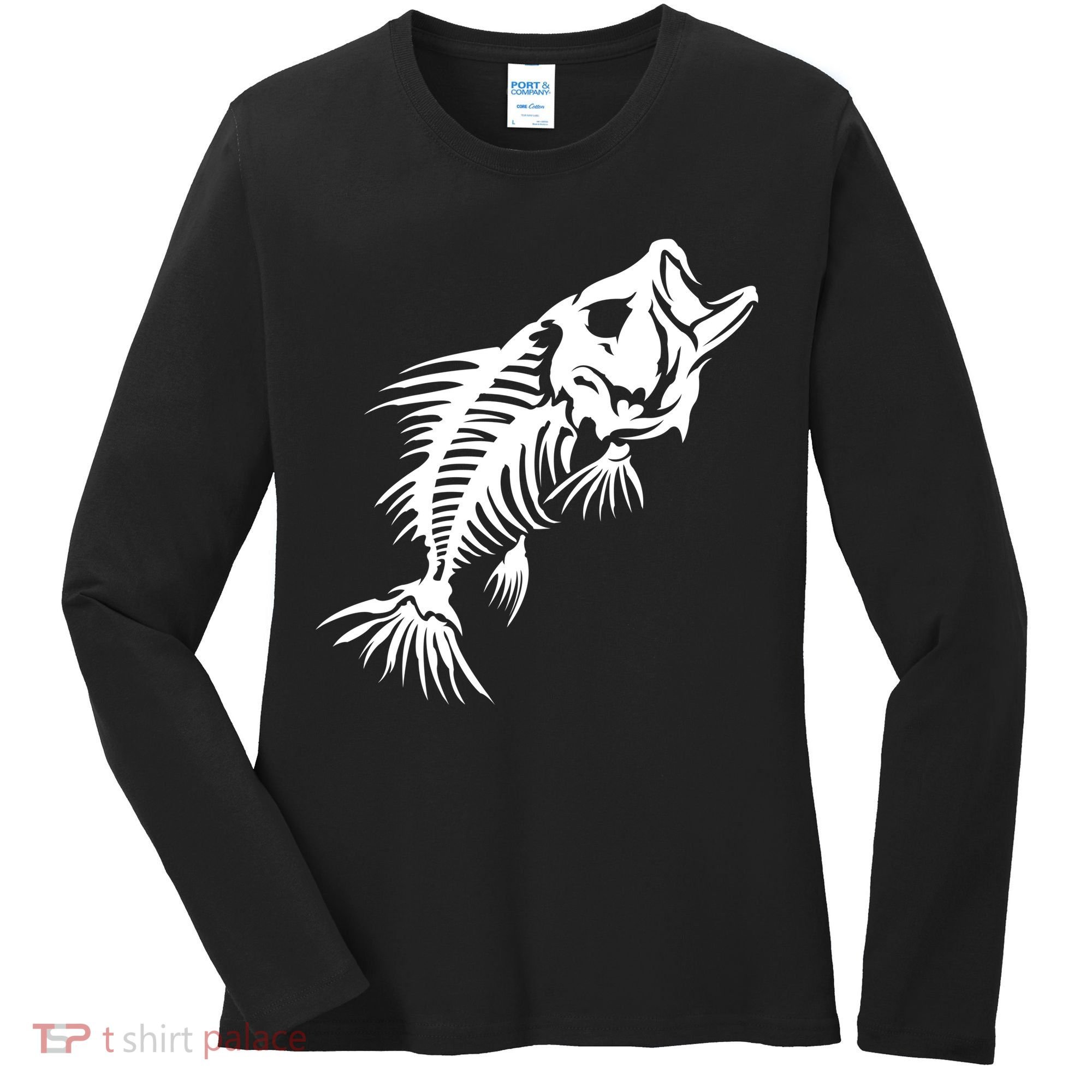 Dead Fish Skeleton X-Ray Women's Long Sleeve Shirt