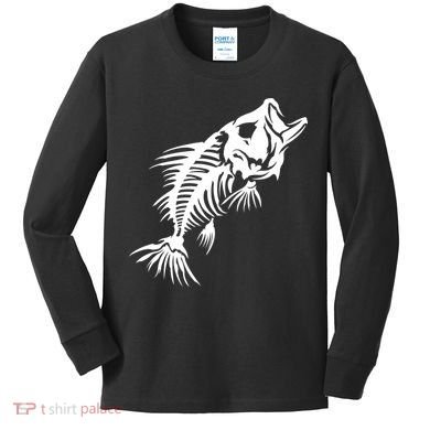 Dead Fish Skeleton X-Ray Kids Long Sleeve Shirt