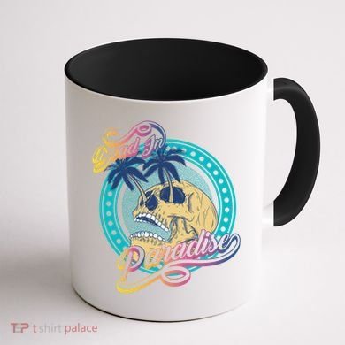 Dead In Paradise Tropical Skull Coffee Mug back