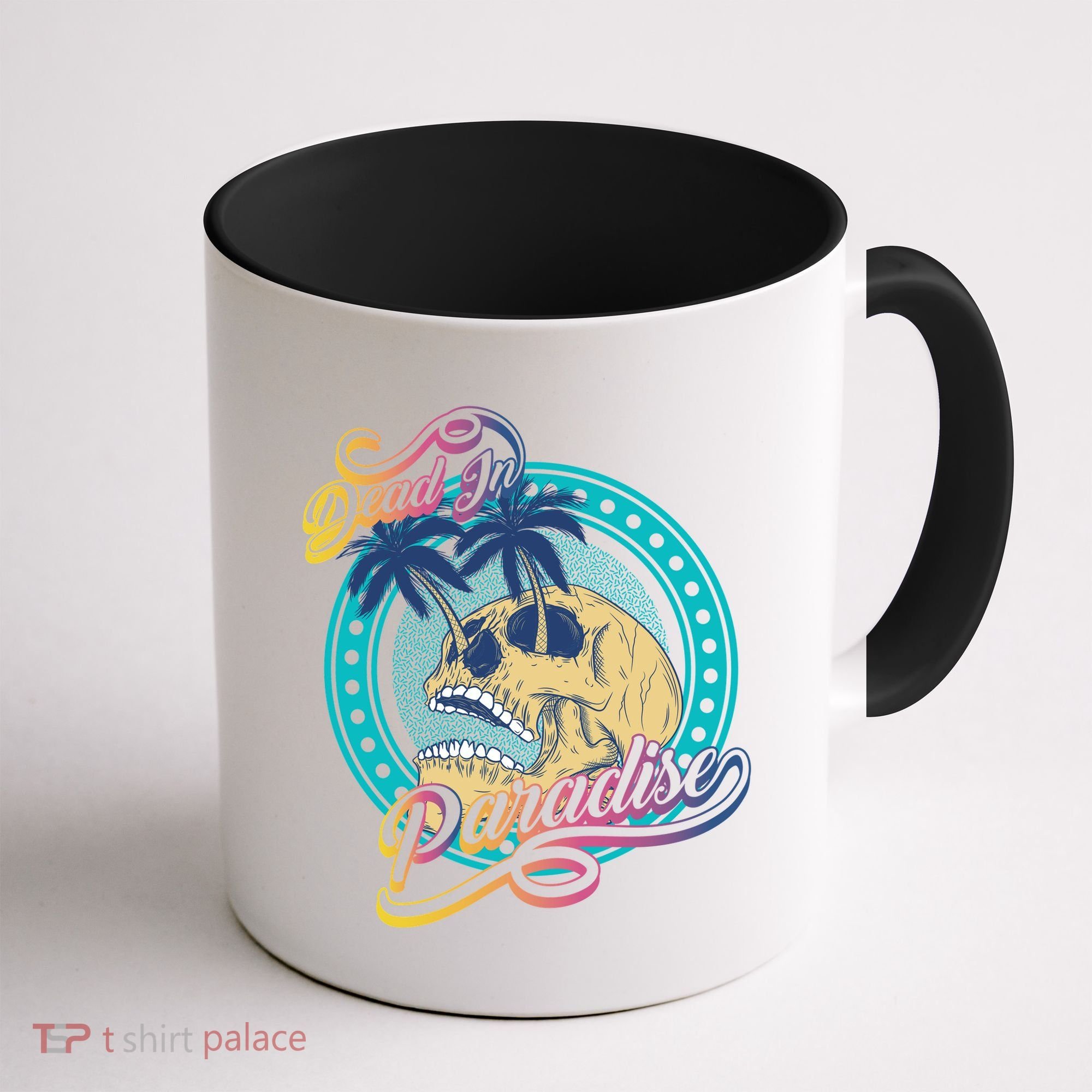 Dead In Paradise Tropical Skull Coffee Mug