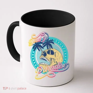 Dead In Paradise Tropical Skull Coffee Mug