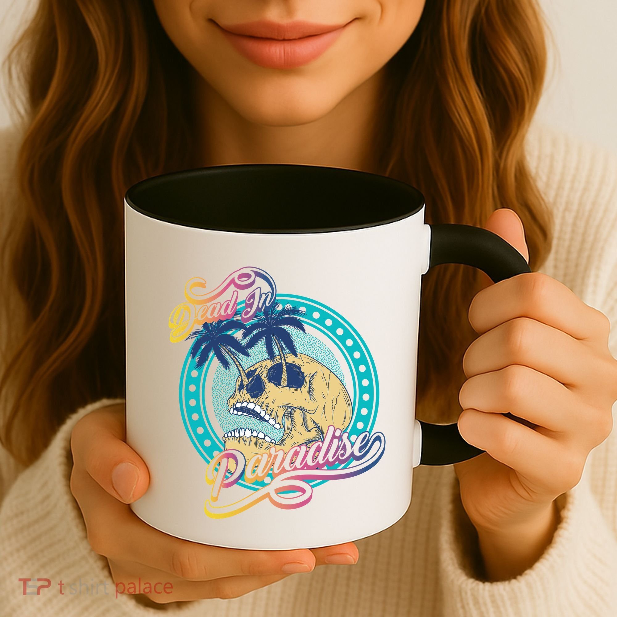 Dead In Paradise Tropical Skull Coffee Mug