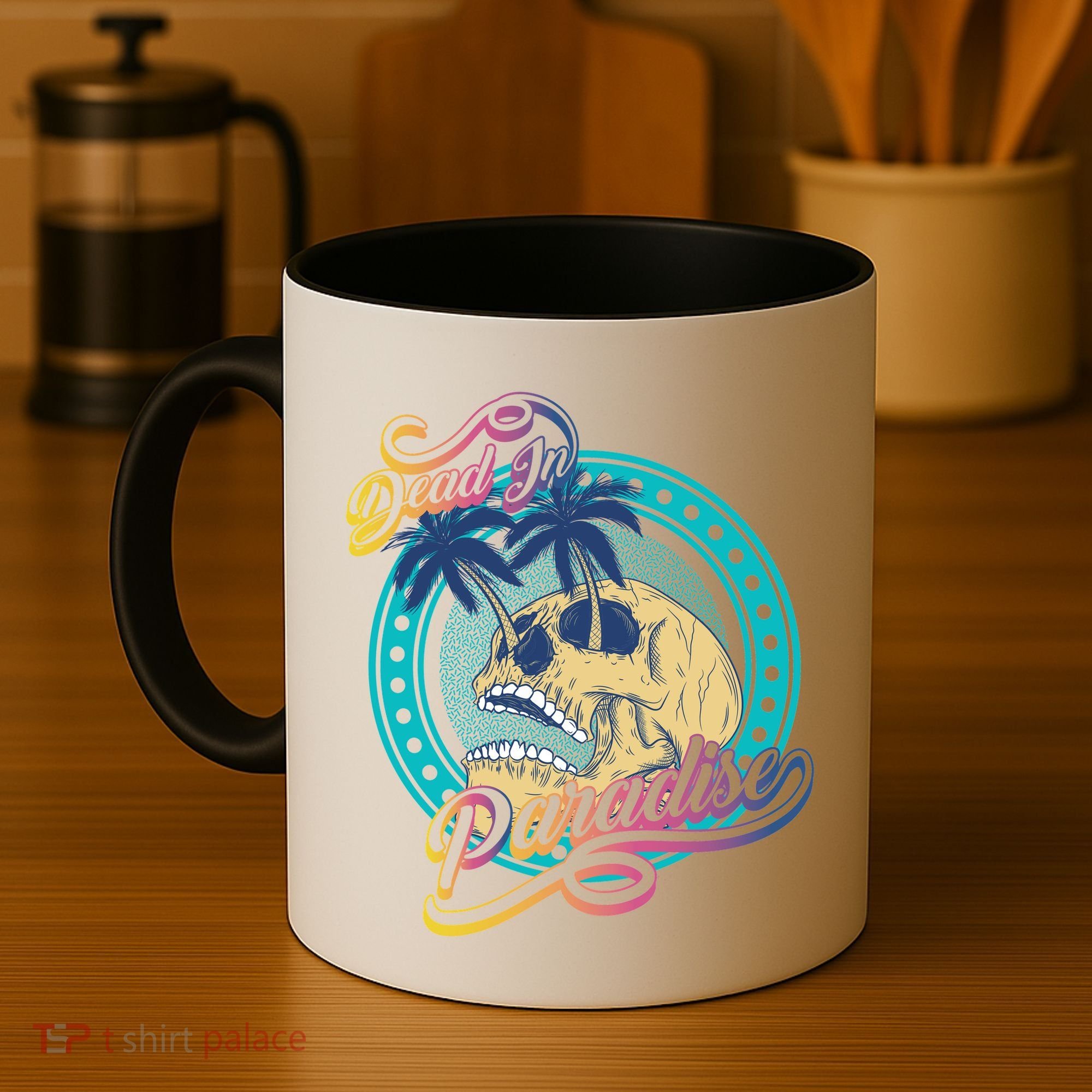 Dead In Paradise Tropical Skull Coffee Mug