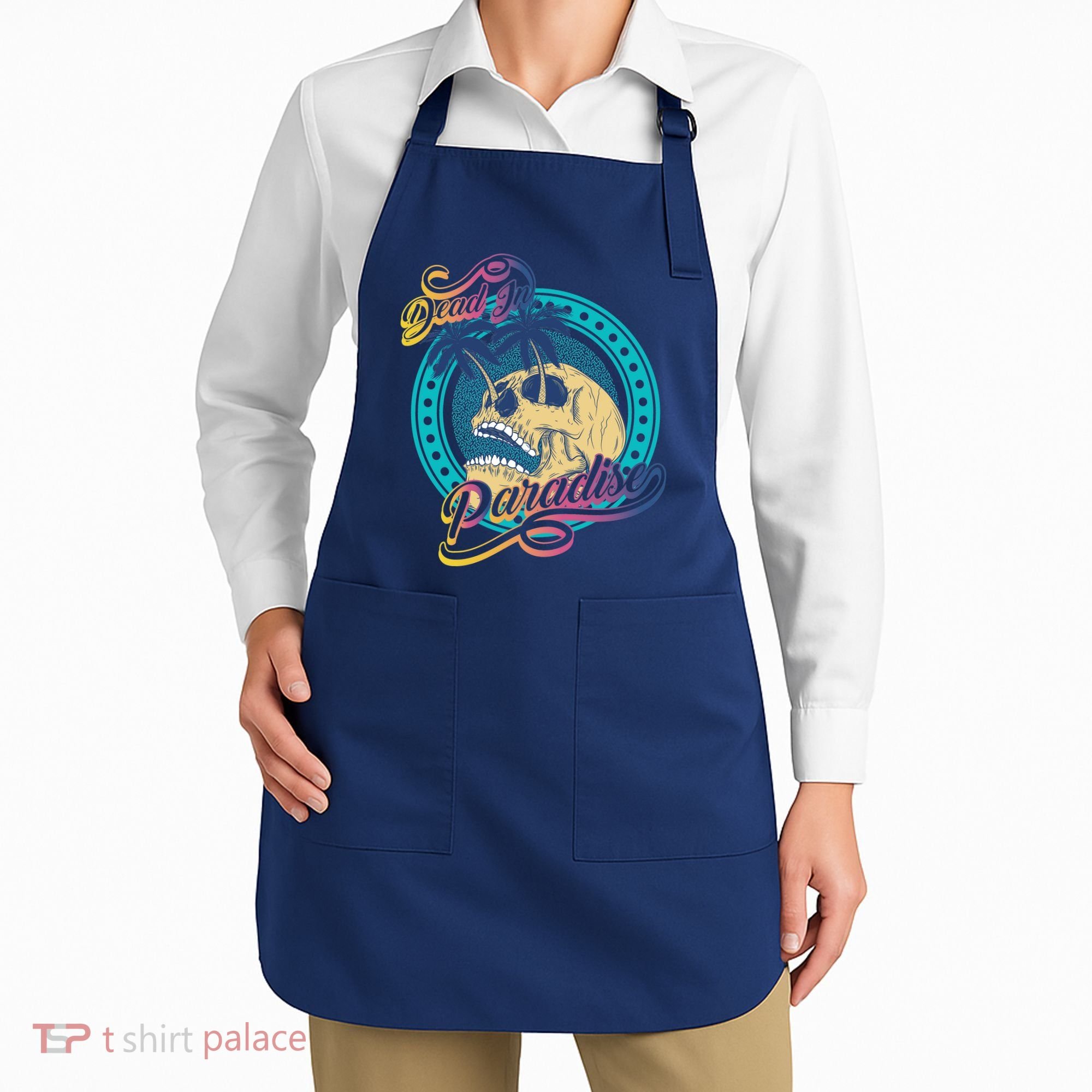Dead In Paradise Tropical Skull Apron