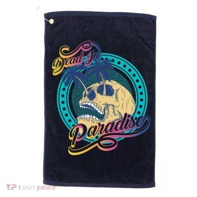 Dead In Paradise Tropical Skull Golf Towel