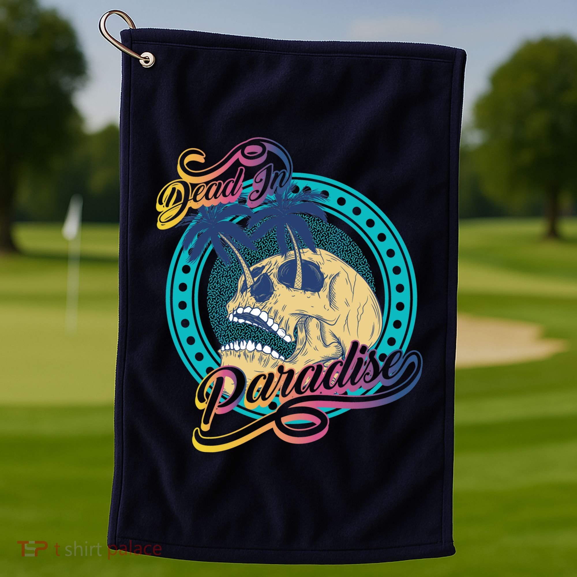 Dead In Paradise Tropical Skull Golf Towel