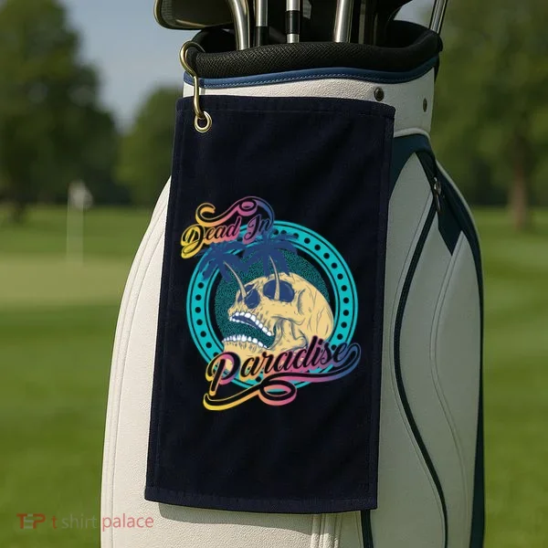 Dead In Paradise Tropical Skull Golf Towel