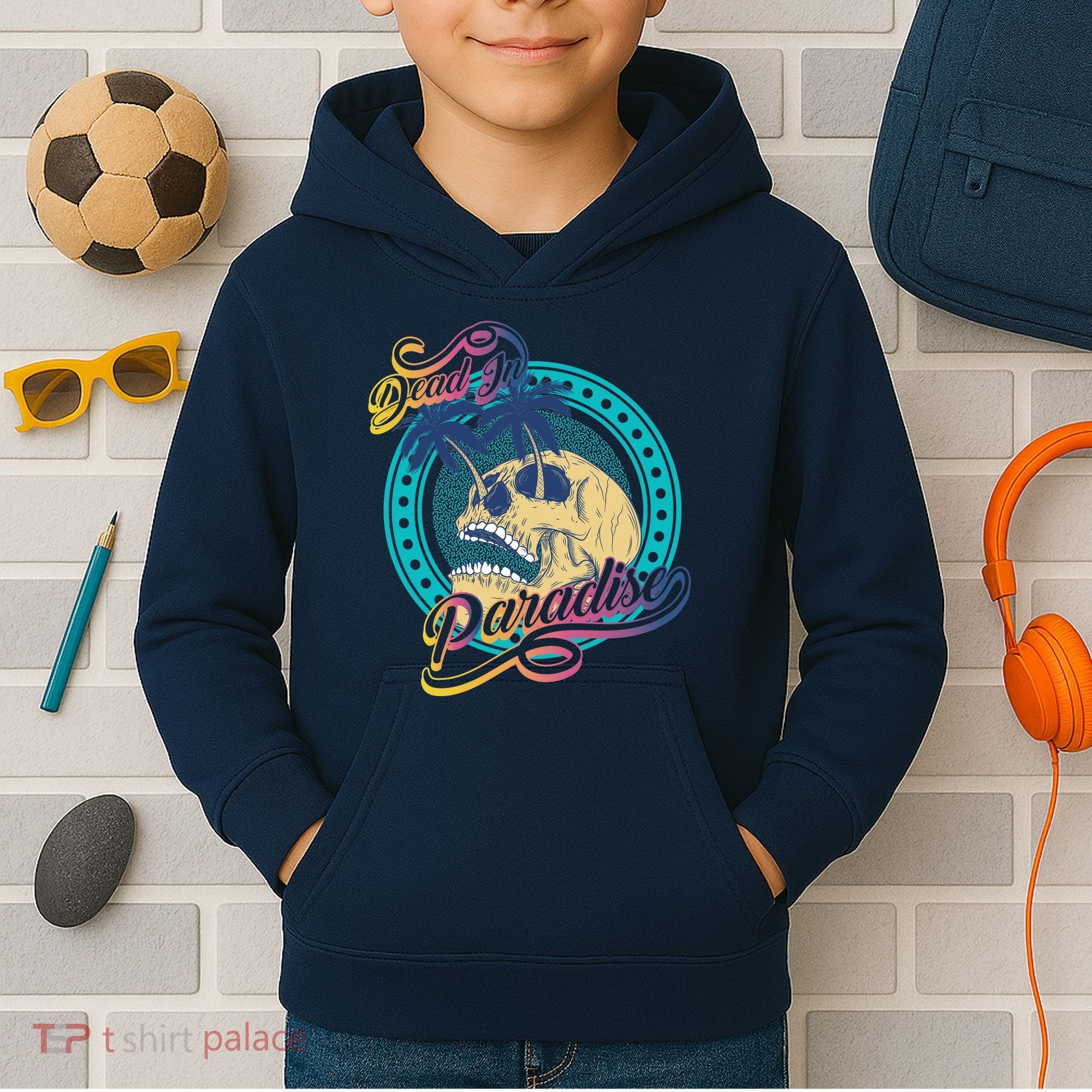 Dead In Paradise Tropical Skull Kids Hoodie