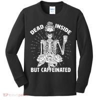 Dead Inside But Caffeinated Kids Long Sleeve Shirt thumb 0