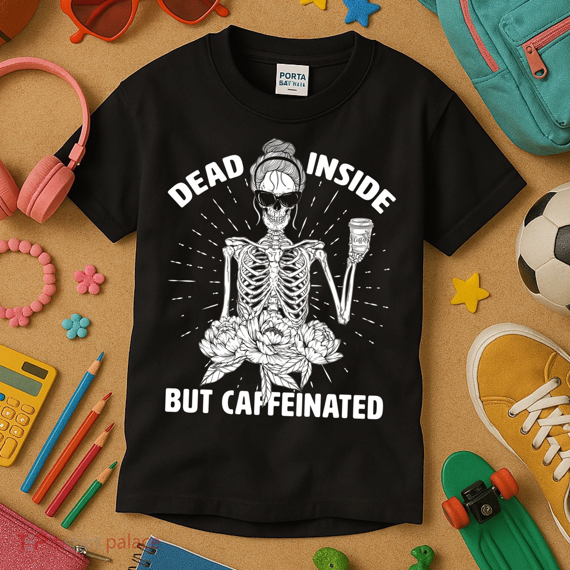 Dead Inside But Caffeinated Kids T-Shirt