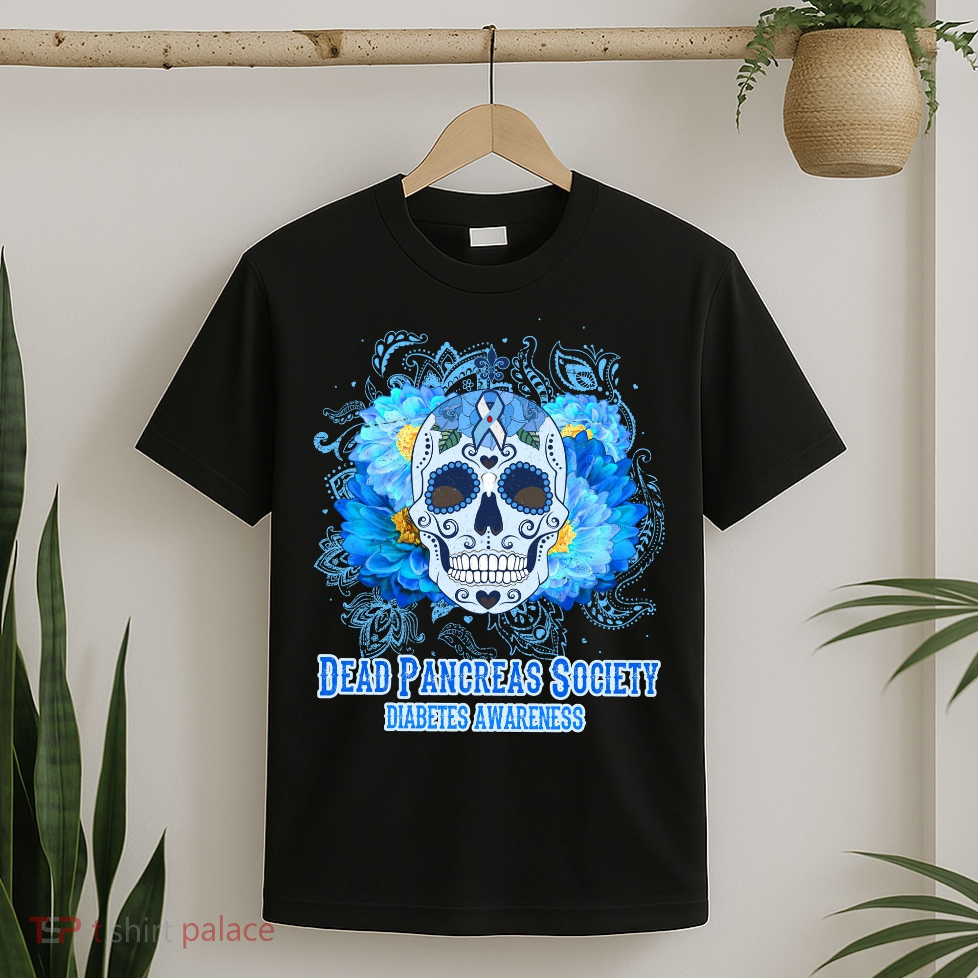 Dead Pancreas Society Diabetes Awareness Sugar Skull T-Shirt