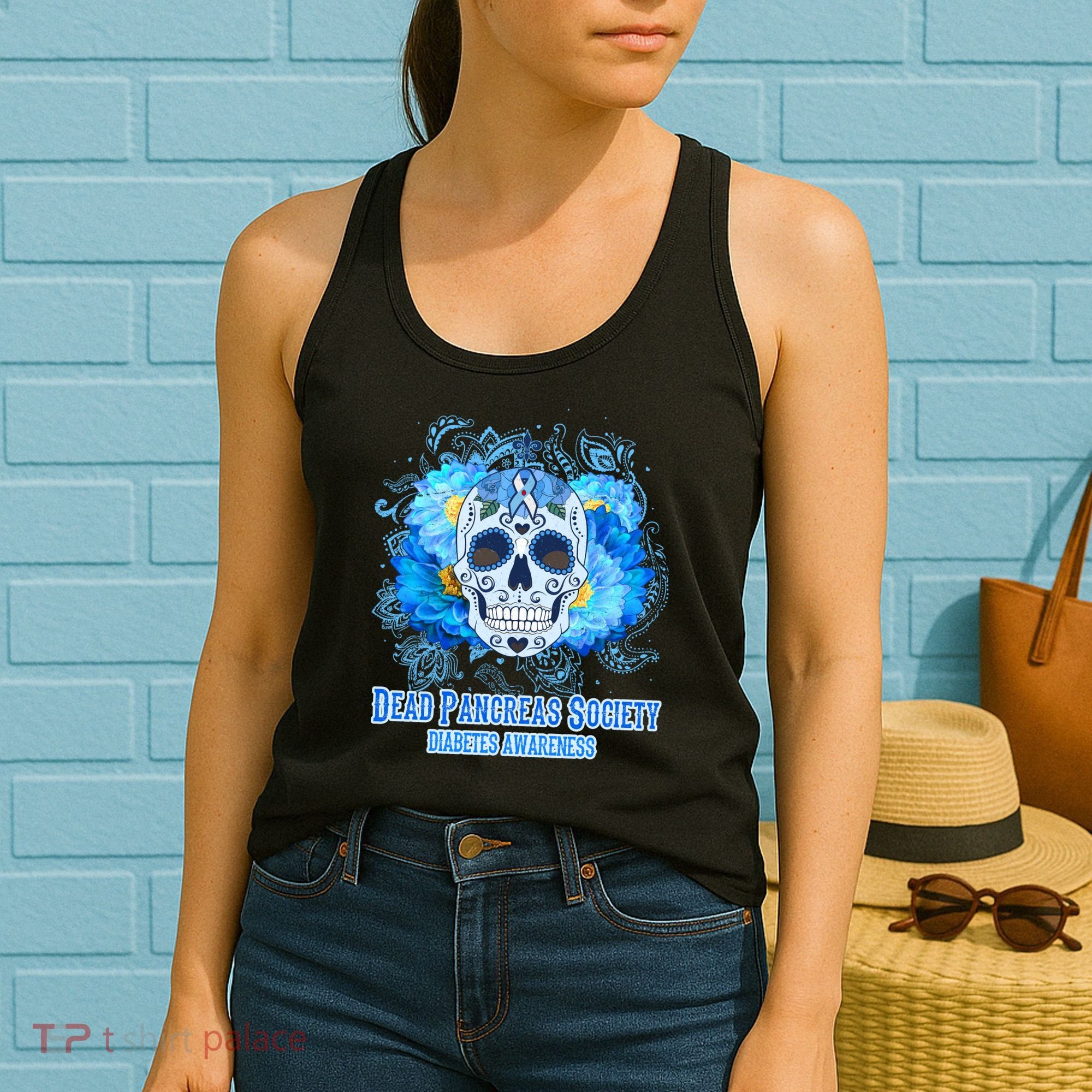 Dead Pancreas Society Diabetes Awareness Sugar Skull Women's Tank Top