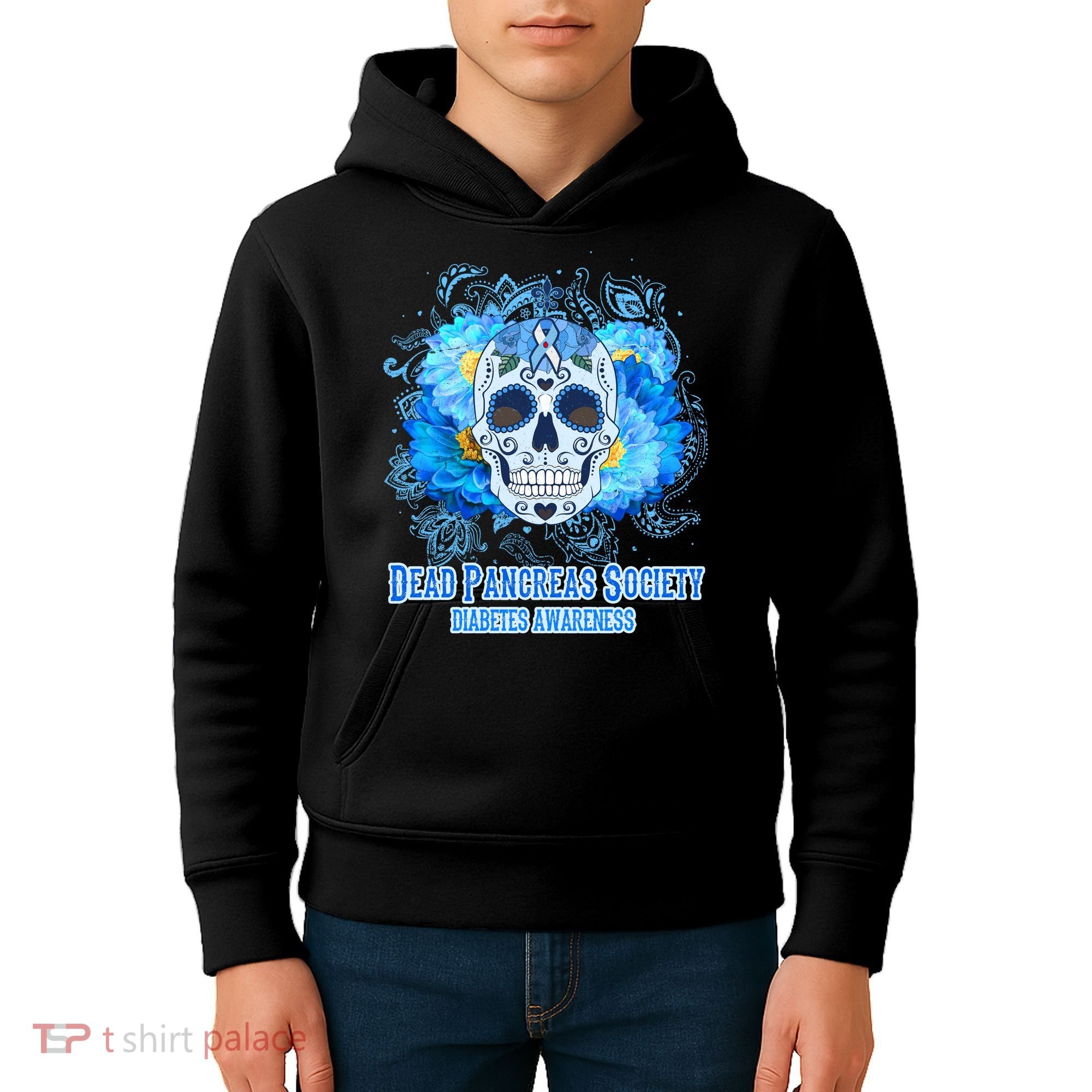 Dead Pancreas Society Diabetes Awareness Sugar Skull Kids Hoodie